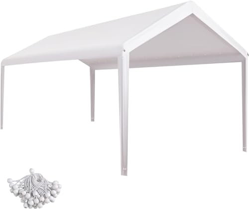 FORALEBEN Carport Housse d'auvent de rechange pour tente de voiture de 10 x 20 cm, abri de garage extérieur blanc (housse supérieure uniquement, cadre non inclus)
