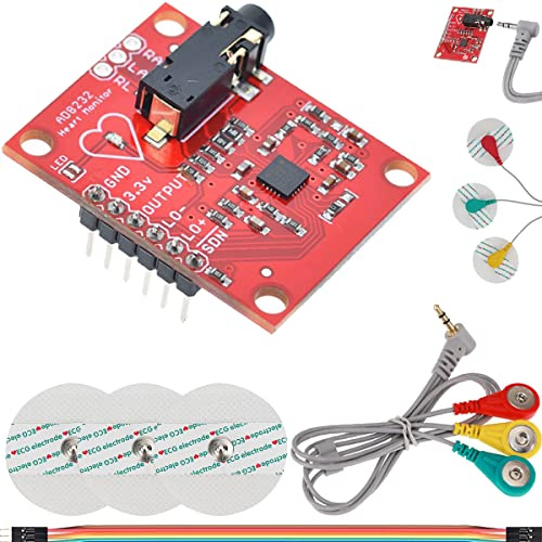 DAOKAI AD8232 EKG-Modul,Überwachungssensor Messung Puls Herzfrequenzsensor Modul Kit für Arduino, auch für tragbares EKG, mit Dupont-Kabel