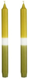 Dip-dye Dinerkerze - 2er Set - H25 cm - Hellgrün
