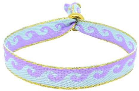 Selfmade Jewelry - Statement Festival Armband Stoff Armband Damen Stoffarmbänder in Pink für Festival Outfit Damen (HAPPINESS (Pink-Orange-Grün)) (Welle (Blau-Lila))
