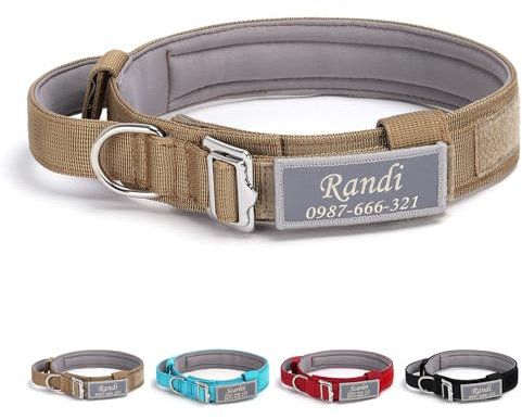 Personalisierbares taktisches Halsband mit Gravur, reflektierendes Etikett, leichtes Haustier-Hundehalsband mit Namen und Telefonnummer, explosionssicher, großer Hundehalsband