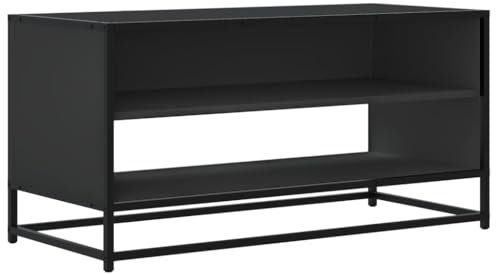 vidaXL Meuble TV Noir 91x40x46 cm Bois d'ingénierie et métal, Banc TV, Meuble HiFi, Centre de Divertissement, Buffet TV, Meuble multimédia, Console TV