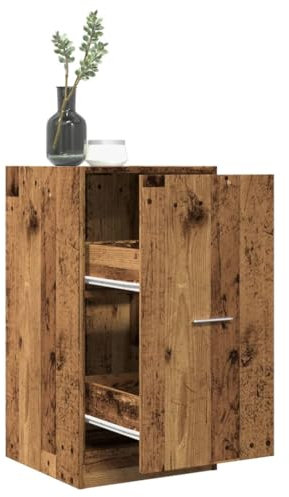 Homgoday Apothekerschrank Auszugschrank Apothekermöbel Aufbewahrungsschrank Küchenschrank Beistellschrank für Küche Wohnzimmer Büro Altholz-Optik 40x41x77,5 cm Holzwerkstoff