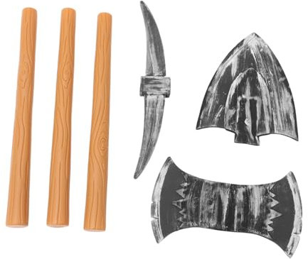 GARVALON 3pezzi Vichinga di Plastica Finta Accessorio per Cosplay Costume Medievale Accessorio per Feste Halloween Gioco di Ruolo Mannaia Simulazione Vintage