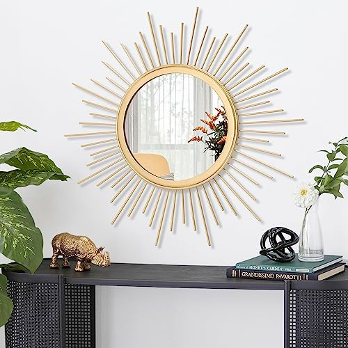 HLFMVWE Gold Sonnenspiegel Spiegel für Wanddekoration, Zimmer Dekor, Metallspiegel Wanddekorationen für Wohnzimmer, Moderne dekorative Spiegel, Geschenke für Frauen & Mütter