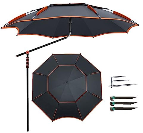 SLCHJX 2M Garden Parasol paraguas con manivela e inclinación sinuosa, 360 grados orientables, soleados y lluviosos, sombra de sol en la playa al aire libre (negro)