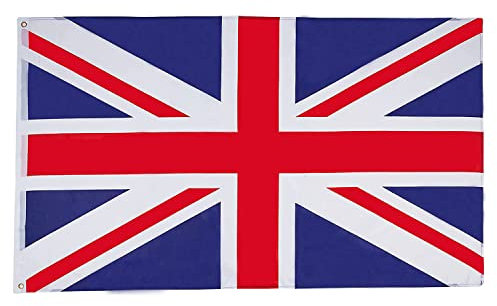 Grand drapeau Union Jack 1,5 x 0,9 m Drapeau national de Grande-Bretagne pour le défilé de naissance 2025 Célébration Jardin de rue britannique Pub Décorations extérieures Rouge/bleu/blanc
