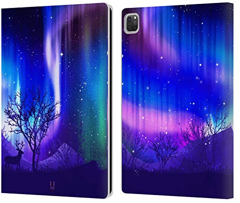 Head Case Designs Foresta Porpora Luci del Nord Custodia Portafoglio in Pelle Compatibile con Apple iPad PRO 12.9 2020/2021/2022