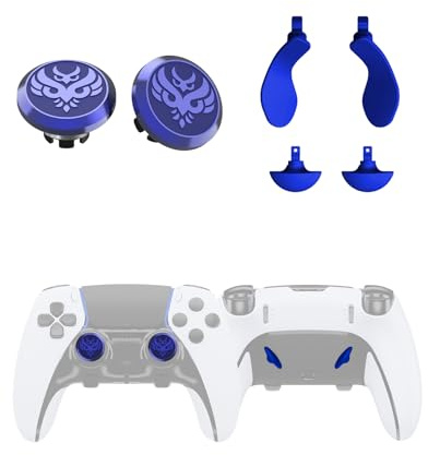 KD.FLY METAL Thumbsticks & Back Paddles for PS5 Edge Controller, Custom Joystick Thumb Sticks Grips Remplacement Kit for PS5 Dual Sense Edge Controller, 2 Joysticks, 4 Back Buttons, Owl