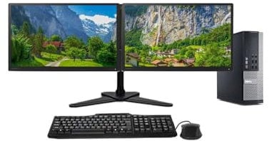 Dell 7020/9020 Dual Monitor Setup SFF PC - Intel Core i5 4th Gen, 16GB DDR3 RAM, 250GB SSD Storage, 22 HD 1080p Monitors, Leg Base Stand, Windows 11 Pro OS (Renewed)