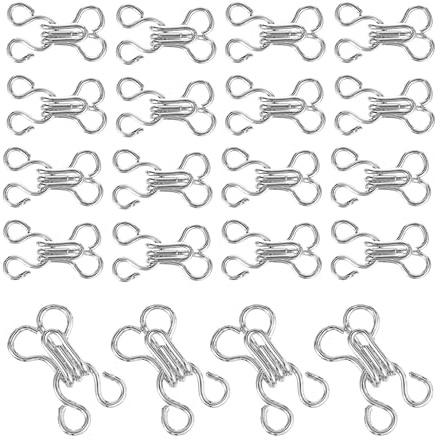 Shirene 100 Stück Haken und Ösen Verschluss Silber,Metallisch Unsichtbar zum Annähen für BH Hosen Kleidung Dirndl und DIY BH-Haken Hosenverschluss Haken Haken und Ösen Verschluss für Kleidung