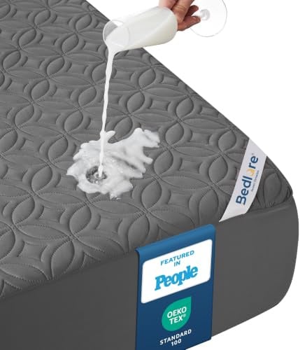 BEDLORE Matratzenschoner 120 x 200 cm, wasserdichte Matratzenauflage, geräuschloser Matratzenbezug mit tiefer Tasche – weich, atmungsaktiv und komfortabel (grau)