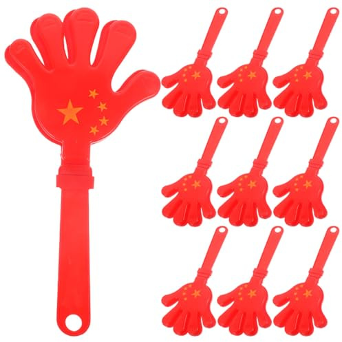 Hand Clappers, 10 Pack Red Noisemakers - Party & Sports Cheer Props | Lightweight design with an easy-hold grip for parties, school events, New Year's Eve and stadium crowds