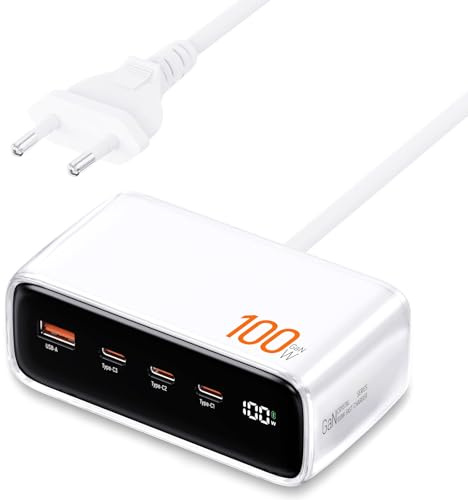 100W USB C Ladegerät 4 Port PD Charger Schnellladegerät Mehrfach kompatibel mit MacBook Pro/Air, Pixel, Galaxy S25, S24, A15, Pixel 9, iPads und mehr