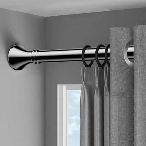 CVFOMBN Teleskopstange Zum Klemmen 3m 4m 5m Gardinenstange Ohne Bohren Duschvorhangstange Vorhangstange Ohne Bohren Verstellbare Teleskopstange Stange Zum Klemmen,Schwarz,360×450cm
