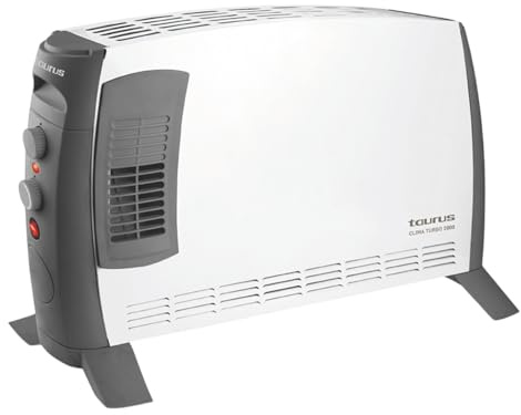 Taurus – Radiador convector Clima Turbo 2000 | 2000W | 3 intensidades de calor + Turbo | Termostato Ajustable | Superficies hasta 20m² | Patas incluidas | Asa de transporte