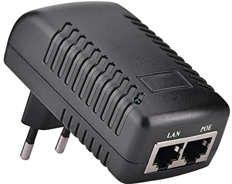 GOWENIC 48V 0,5A POE-Injektor, Wand-Ethernet-Netzteiladapter mit POE- und LAN-Anschluss, für IP-Telefonkamera-Wireless-Access-Point (EU-Stecker)