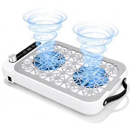 Aspirateur Ongles Professionnelle 8000RPM, Double Puissance d'aspiration, Aspirateur de Poussière d'Ongles avec 10 Niveaux d'Aspiration Réglables, Écran LED & Filtres pour Manucure Pédicure
