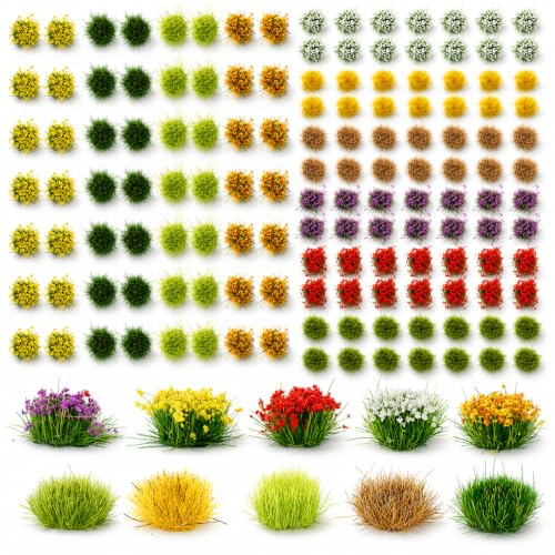 Hariendny 140 Stück Modellbau Gras Miniatur Bunte Blütentraube (10 Arten)