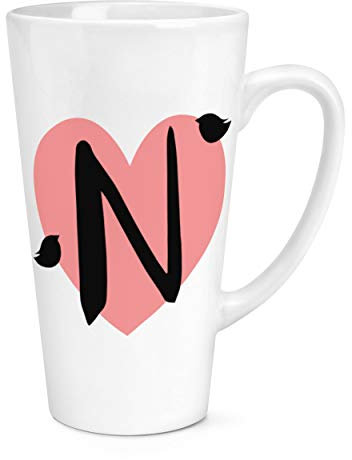 N Heart Alphabet 17oz Large Latte Mug Cup