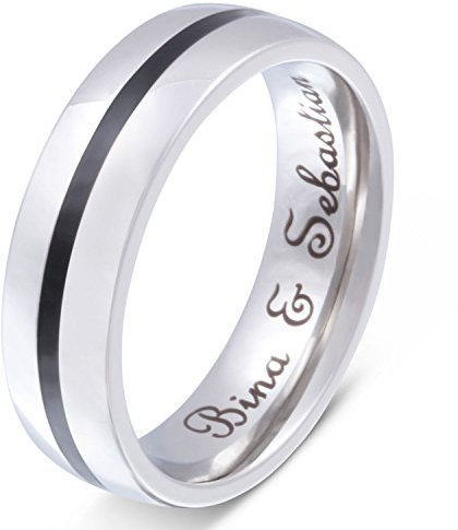 Juwelier Schönschmied - Herren Freundschaftsring Partnerring Ehering Skyline Edelstahl 52 (16.6) 129Hac