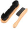 Tbest Billardtischbürste, 2-teilige Billard Zubehör, Pool Snooker Bürste, Table Brush, Holzgriff, Schwarz, Nylonborsten