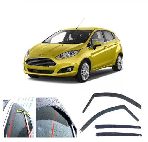 AC WOW 4x Wind Deflectors compatible with Ford Fiesta 5-door hatchback 2008 2009 2010 2011 2012 2013 2014 2015 2016 2017