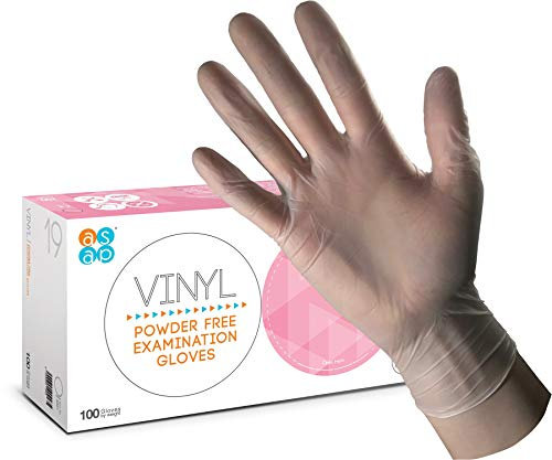 ASAP Boîte de 100 gants d'examen jetables en vinyle transparent sans poudre (XL/Extra Large)
