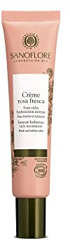 Sanoflore Rosa Fresca Soin Riche Crème Hydratante Visage Certifiée, Acide Hyaluronique et Rose de Damas, Bio, 40ml