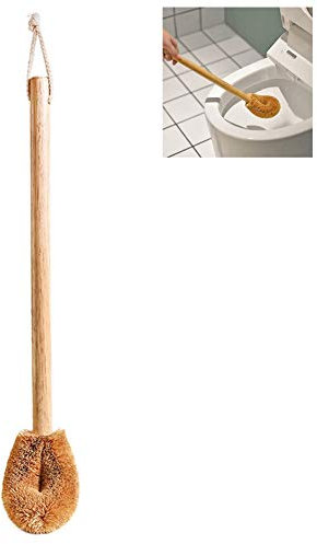 Koowaa Wooden Toilet Brush Natural Coconut Toilet Cleaning Brush Bathroom Brush Environmentally Friendly Wood Handle