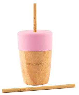 RASCALS Vaso Bamboo Eco 190 ml.+ Tapa Bebedor, Niñas, Rosa, 1 Unidad (Paquete de 1)