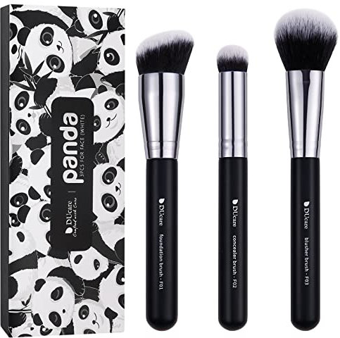 DUcare 3 Stücke Make up Pinsel Reiseset – Foundation Pinsel Concealer Pinsel Blusher Pinsel weiches dichtes Synthesehaar für Bronzer Mischen Kontur flüssige Creme Polieren Concealer