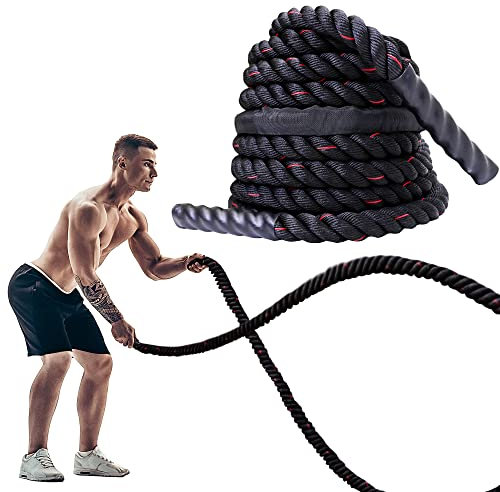 PROIRON Cordes de Combat 9M / 12M, Corde de Combat pour la Salle de Sport, Cordes d'exercice Lourdes 38mm, Corde d'ondulation pour l'entraînement de Force (9M)