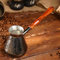 AEVVV Copper Turka Coffee Maker 14 oz - Turkish Cezve Coffee Pot Copper Vintage Design Engraved Ornament Coffee Ibrik - Mini Saucepan with Spout and Wooden Handle