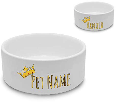 Personalised Cat Bowl with Crown Design, Personalise with Any Name for Any Pampered Puss