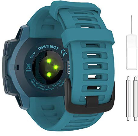 MoKo Correa Compatible con Garmin Instinct/Instinct Solar/Tactical/Instinct 2 Reloj con GPS, 22mm Pulsera Deportivo de Repuesto de Silicona Suave, Azul Lago