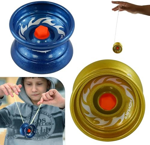 HOVUK Metalljojos für Tricks, Zerrrückführung, Aluminium-Jojo für Anfänger, reaktionsschnelle Weihnachtsjojos, inklusive extra Schnur, 5 cm Durchmesser für Kinder, 2