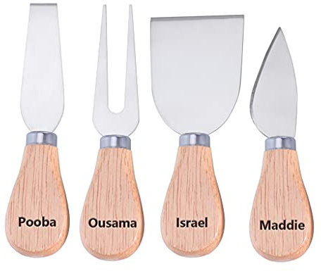 Dinikally Lot de 4 couteaux à fromage en acier inoxydable personnalisables (sty1)