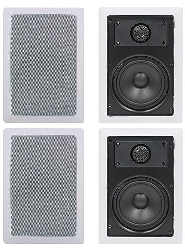 Herdio 5,25 pollici 2-way altoparlanti a parete perfetti per interni/esterni montaggio a parete e soffitto, compatibile con Bluetooth (2 coppie, griglia verniciabile)