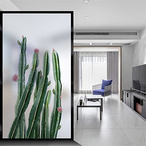 XQKXHZ Vinilos para Cristales Opaco No Adhesivo Lámina Decorativa para Ventanas De Cristal Esmerilado Estática Película De Privacidad De Ventana De Hoja Verde para Baño Cocina Oficina,2,75x150cm