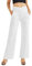 G4Free Yogahose Damen Lang Weite Jogginghose Hohe Taille Crossover Elegant Straighthose Bauchkontrolle Schlaghose Sporthose mit Taschen(Weiß,L)