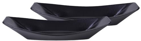 CreaTable, 33957, Serie Street Food, 2-teiliges Geschirrset für 2 Personen, Street Boat long aus Steinzeug, spülmaschinen- und mikrowellengeeignet, Qualitätsproduktion