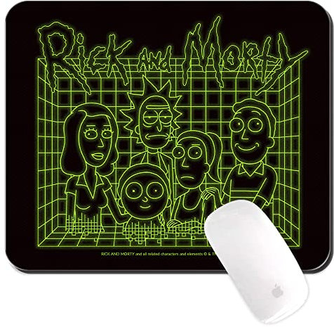 ERT GROUP Originales und offiziell Lizenziertes Rick and Morty Mauspad, Muster Rick and Morty 027, Schwarz, PC-Computer-Mauspad, rutschfest, 225 mm x 189 mm
