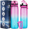 CodiCile Wasserflasche 1L Tritan, Trinkflasche 1l BPA frei, Spülmaschinensichere Sport Trinkflasche, Auslaufsichere Flasche mit Zeitmarkierung und Filter für Laufen, Fitness, Schule, im Freien