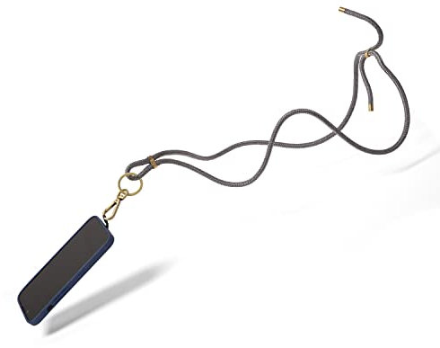 KNOK Handykette Universal, Verstellbare Halskette für alle Handys, Handy Lanyard, Verstellbare Halskette, klebefreie Einlage für ALLE Handyhüllen, Trageband, Smartphone Halsband (Grau)