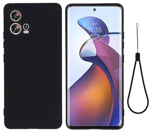 Nikaque Schutzhülle für Motorola Moto Edge 30 Fusion, Flüssigsilikon, schmale Passform, stoßfest, weiche Gel-Gummi-Hülle, kompatibel mit Motorola Moto Edge 30 Fusion, Schwarz