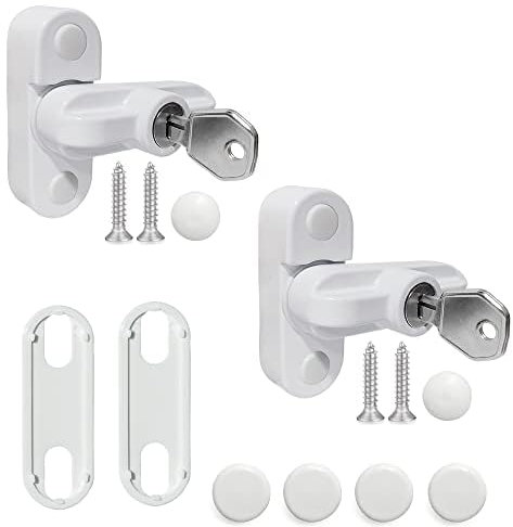 Window Sash Jammer Locks Set 2 PCS Window Locks and Door Jammer Upvc Sash Jammer for Home Security uPVC Windows and Doors White Zinc Cast Alloy