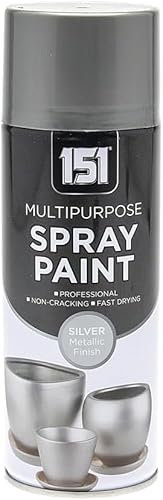 Inspired Essentials All Purpose Aerosol Spray Paint 400ml Quick Drying Spray, Fast Dry and Excellent Coverage for Metal, Wood, Plastic and More (2, Metallic Silver - 151)