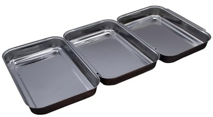 Panier Set aus Edelstahl zum Einhängen - 3er Set - Metall Schale Panierstraße rechteckige Servierschale