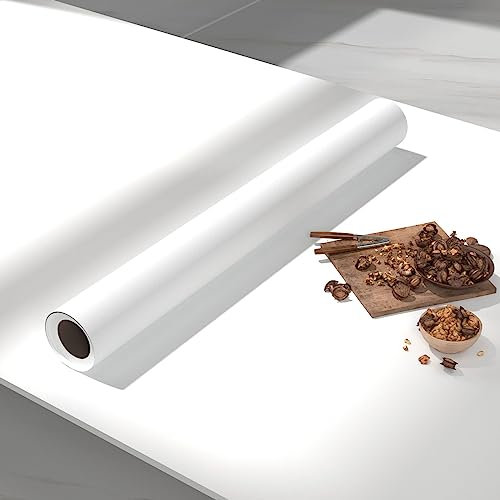 VIOPVERY Peel and Stick Wallpaper - 60cm x 1000cm Plain White Plastic Vinyl Wrap for Kitchen Worktop, Bedroom Furniture, Stickers & Décor